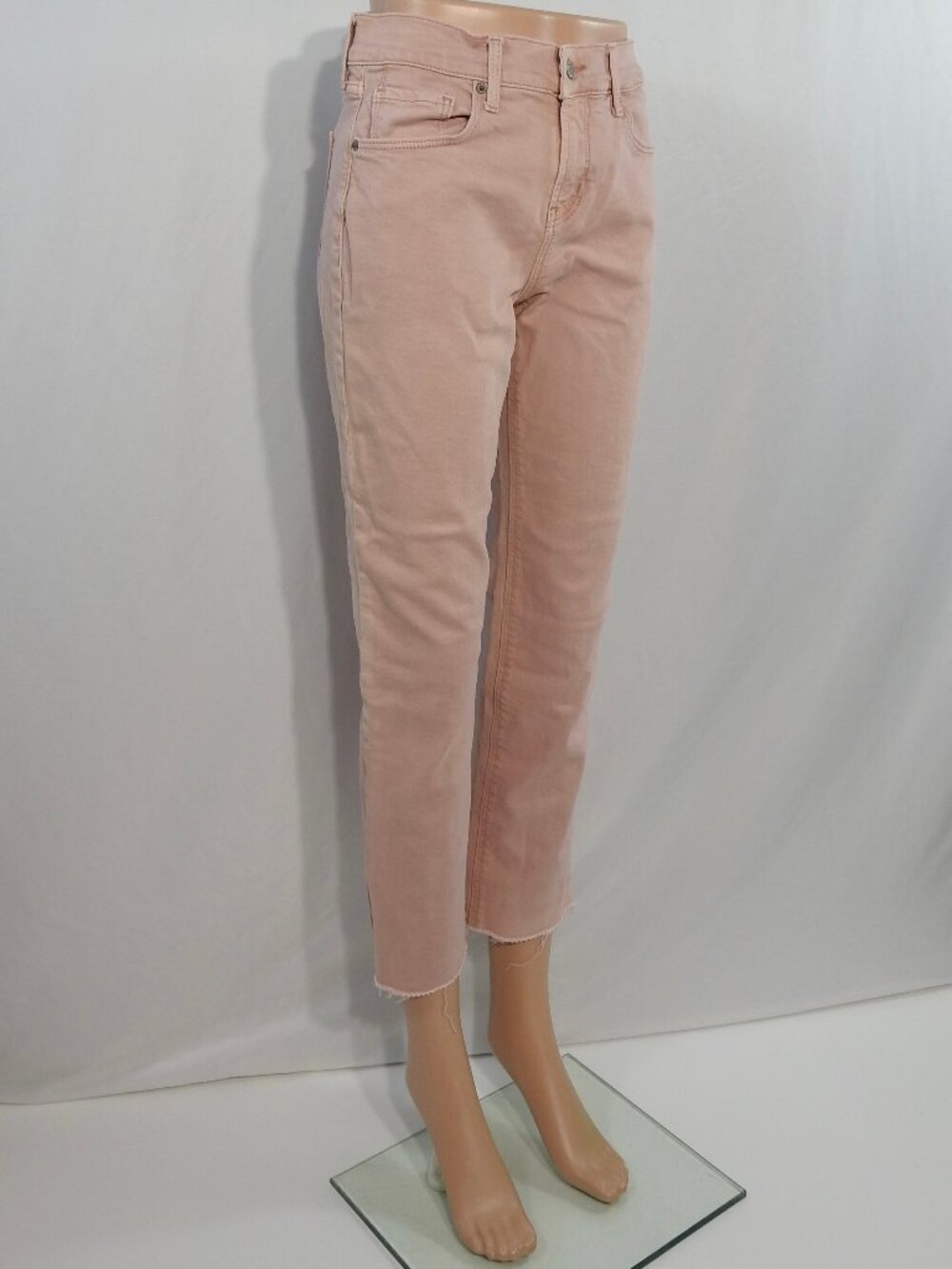 Old Navy Sz 0 3/$14 Boyfriend Mid Rise Pink Jeans Womens Denim 25.5" Inseam